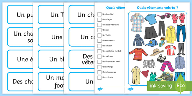 Vêtements flash jeu de cartes-educational learning image & mot carte pack 