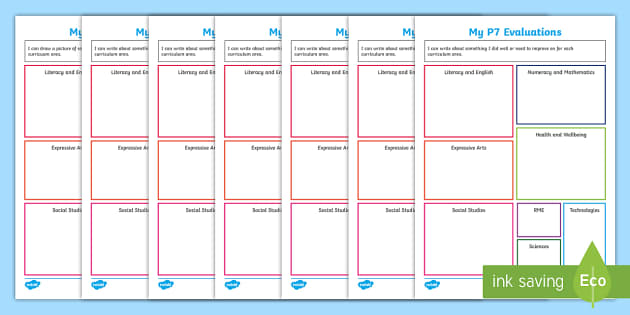 End of P1-P7 Evaluation Worksheet / Worksheets