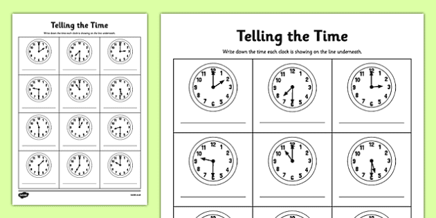 Learning Time On The Clock. Educational Activity Worksheet For Kids And  Toddlers. Game For Children. Simple Flat Isolated Vector Illustration In  Cute Cartoon Style Royalty Free SVG, Cliparts, Vectors, and Stock  Illustration.