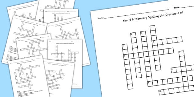 Year 5 6 Statutory Spelling List Crossword Pack Twinkl