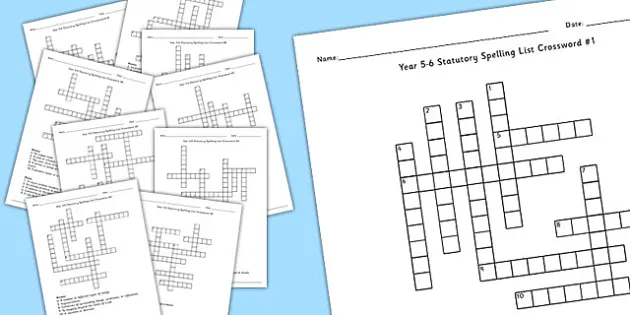 Year 5-6 Spelling List Crossword Tricky Ending - Twinkl