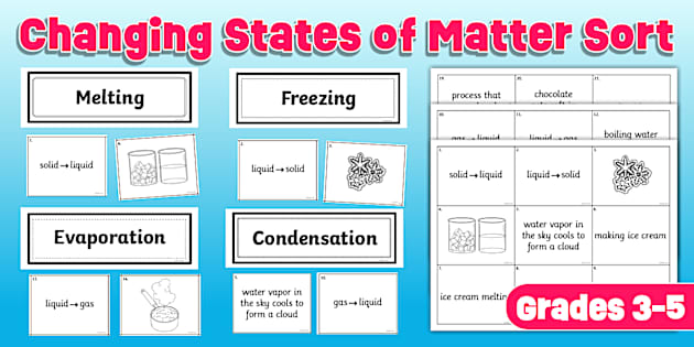 Fifth Grade Changing States of Matter Sort