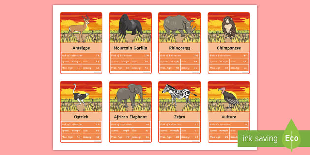 26 ANIMAL CARDS Trump Game in tin kids LEARN Numbers Play FUN Toy nursery 3+ 