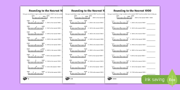 rounding to the nearest 1000 differentiated worksheets