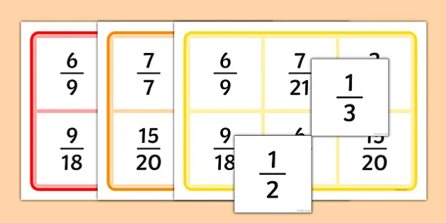 Equivalent Fractions Bingo | 3Rd To 6Th Class | Maths