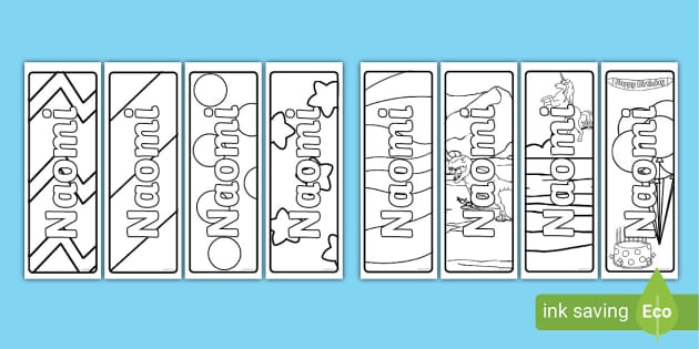 FREE! - Naomi Name Simple Colouring Bookmarks (teacher made)