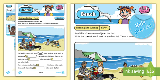 ESL YLE Starters Reading and Writing (Beach) [Kids, Pre-A1]