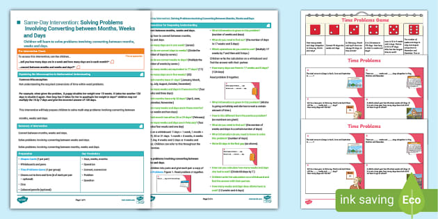 👉 Y5 Intervention: Solving Problems Months, Weeks and Days