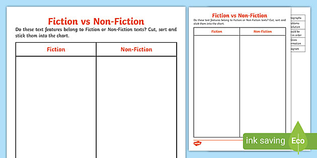 Fiction and Non Fiction Worksheets PDF Primary Resource