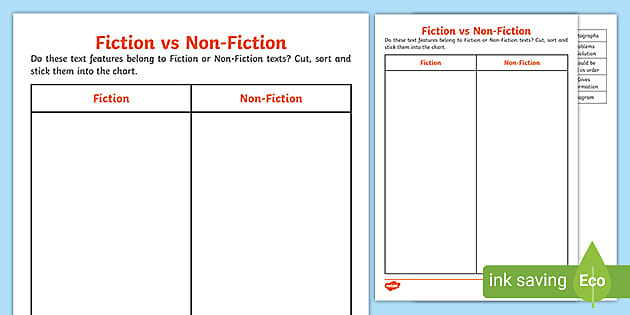Fiction and Non-Fiction Worksheets PDF | Primary Resource