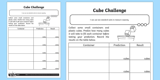 Cube Length Worksheet / Worksheet (Teacher-Made) - Twinkl