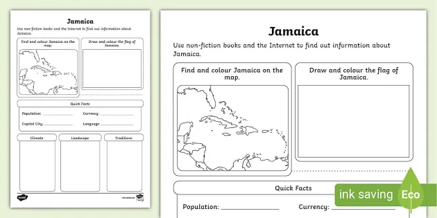 jamaica flag coloring sheet teacher made