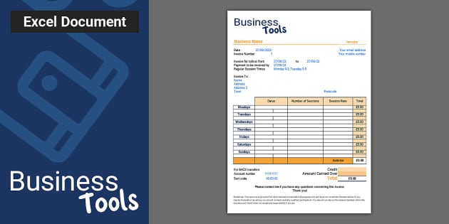 Private Tutoring Invoice Template Twinkl Teacher Made