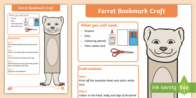 FREE! - Ferret Bookmark Craft (l'enseignant a fait) - Twinkl