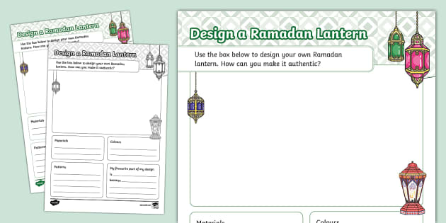 Design a Ramadan Lantern Worksheet (teacher made) - Twinkl