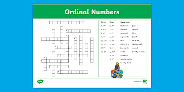 Ordinal Numbers Crossword (teacher made) Twinkl