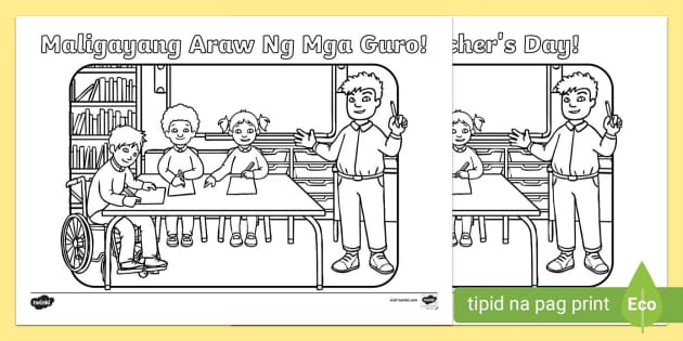 Happy Teacher's Day Coloring | Grade 1 | Twinkl - Twinkl