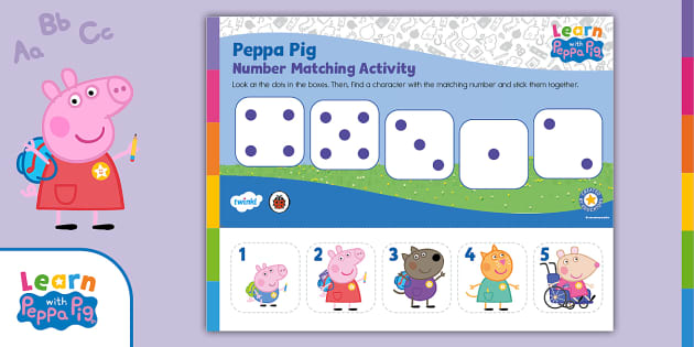 FREE Peppa Pig: Number Matching to 5 Cut and Stick Activity