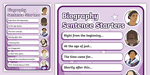 biography sentence starters ks1