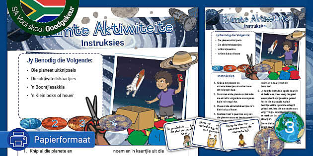 Ruimte: Aktiwiteite Instruksies (teacher made) - Twinkl