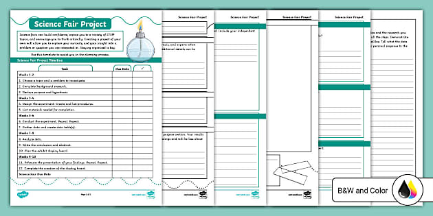 Science Fair Project Planning Template for 6th-8th Grade