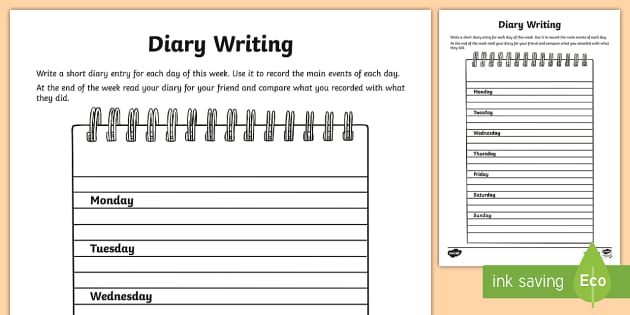 Diary Writing Worksheet / Worksheet - Twinkl