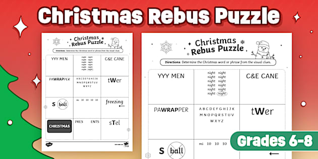 Christmas Rebus Puzzle Worksheet for 6th-8th Grade christmas-rebus-puzzle-worksheet-for-6th-8th-grade