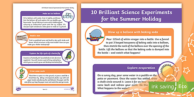 summer vacation science homework for class 6