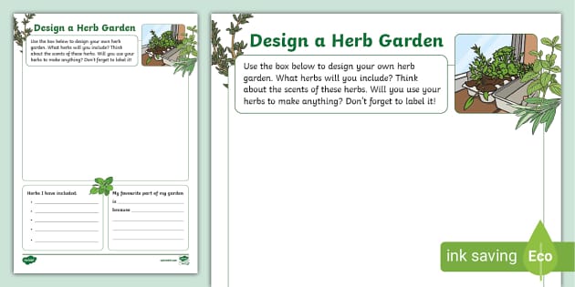 Design a Herb Garden Worksheet (Teacher-Made) - Twinkl