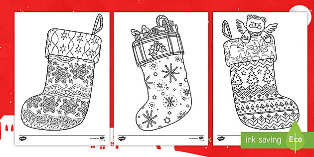 christmas stockings colouring sheets