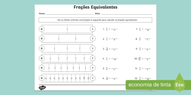 Matemática, Fração matemática, Frações equivalentes