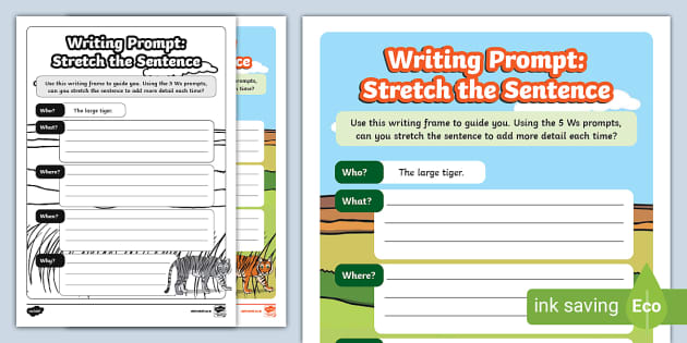 Writing Prompt: Stretch the Tiger Sentence (teacher made)