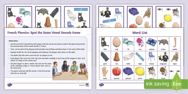 👉 French Phonics Spot The Same Vowel Sounds Game