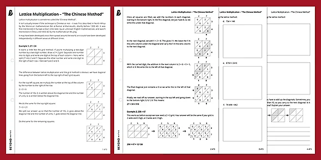 lattice method multiplication teacher made