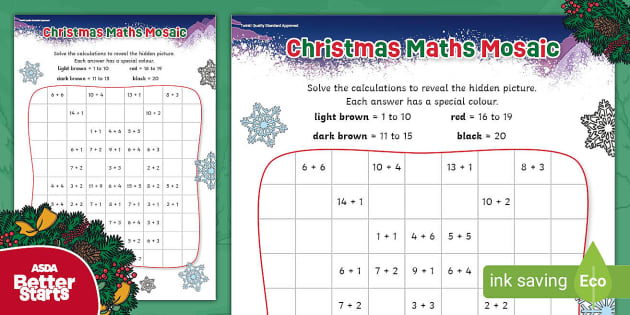FREE! - 👉 ASDA Better Starts: Christmas Maths Mosaic [Ages 3-7]