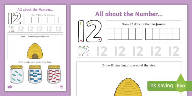 All About Number 12 Worksheet (Teacher-Made) - Twinkl