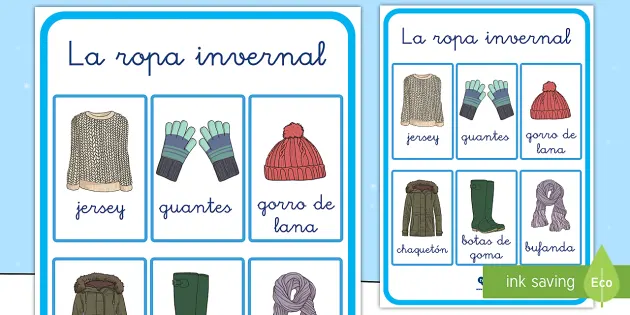 La ropa de invierno  Winter Clothes Worksheet- PK- Early Elementary