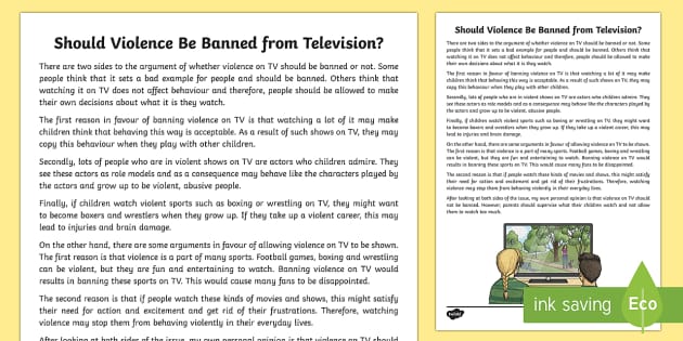 violence in television programs essay