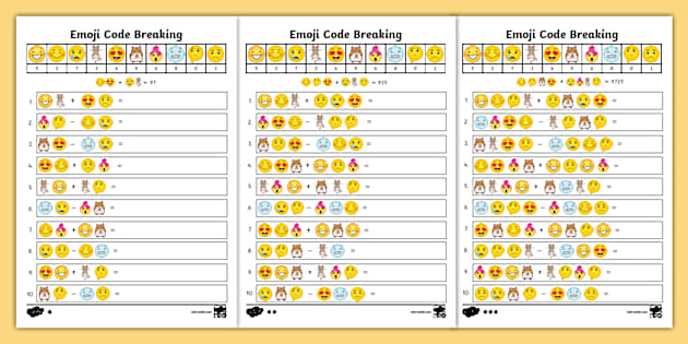 😊 Emoji Code-Breaking Maths Worksheets | KS2 | Twinkl