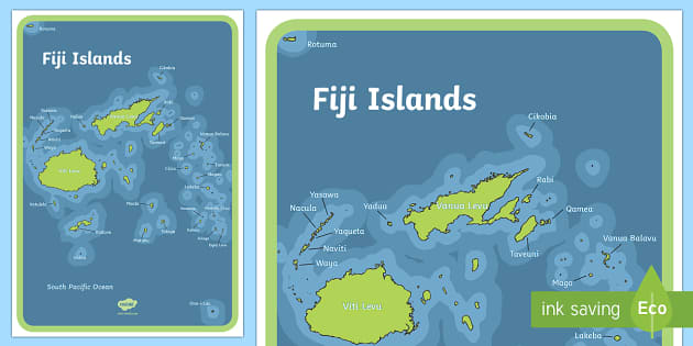 Map of Fiji Islands in Colour (teacher made) - Twinkl