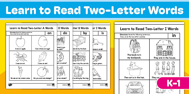 Learn to Read Two Letter Words Reading Practice Worksheets