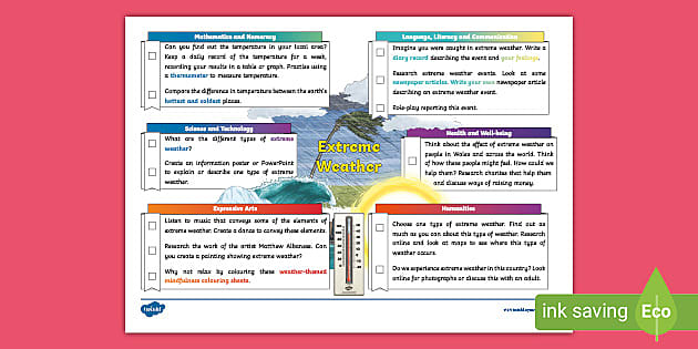 Extreme Weather Home Learning Mat Age 7-11 (teacher Made)