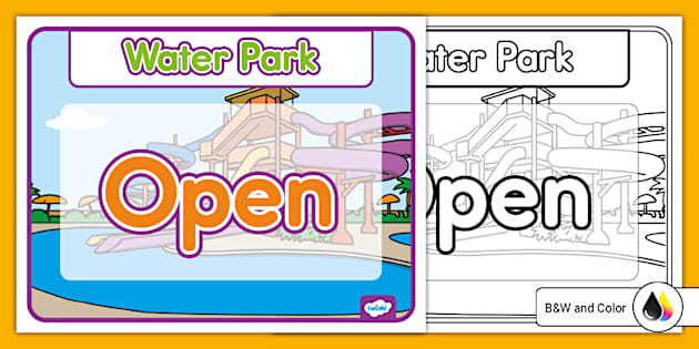 Water Park Dramatic Play Open Sign (teacher made) - Twinkl