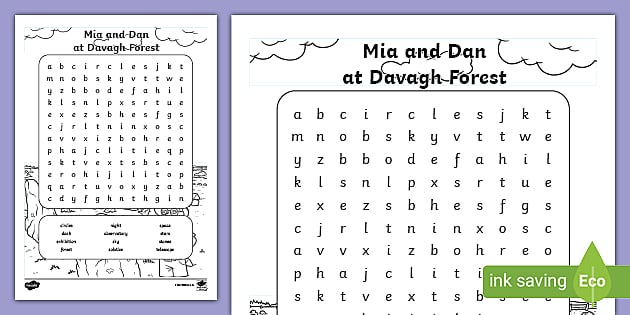 Mia And Dan At Davagh Forest Word Search Teacher Made