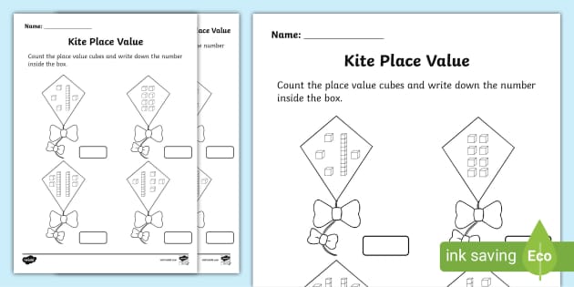 Kite Place Value Activity Sheet (teacher made) - Twinkl