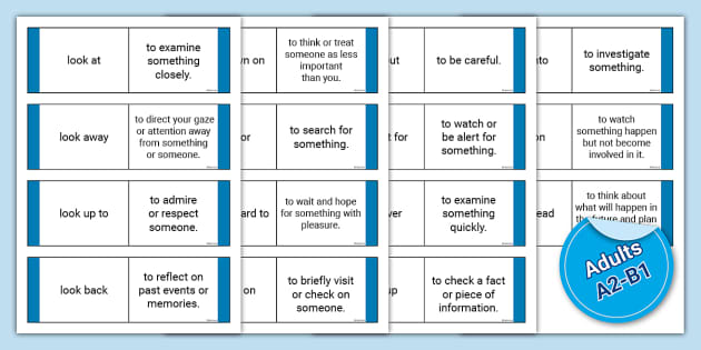 ESL Phrasal Verbs with 'Look' Matching Cards [Adults, A2-B1]