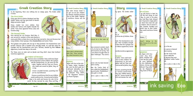 Creation Story in Greek Mythology for Kids - CfE - Twinkl