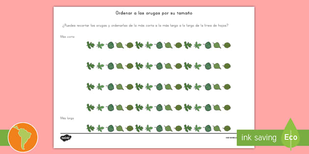 Ficha de actividad: Ordenar las orugas - Guía de trabajo