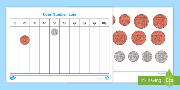 Coin Number Line Cut Out Activity (teacher made) - Twinkl