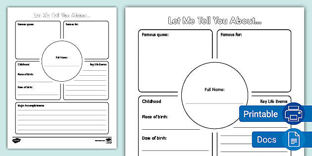 Biography Template, Learning About Ourselves